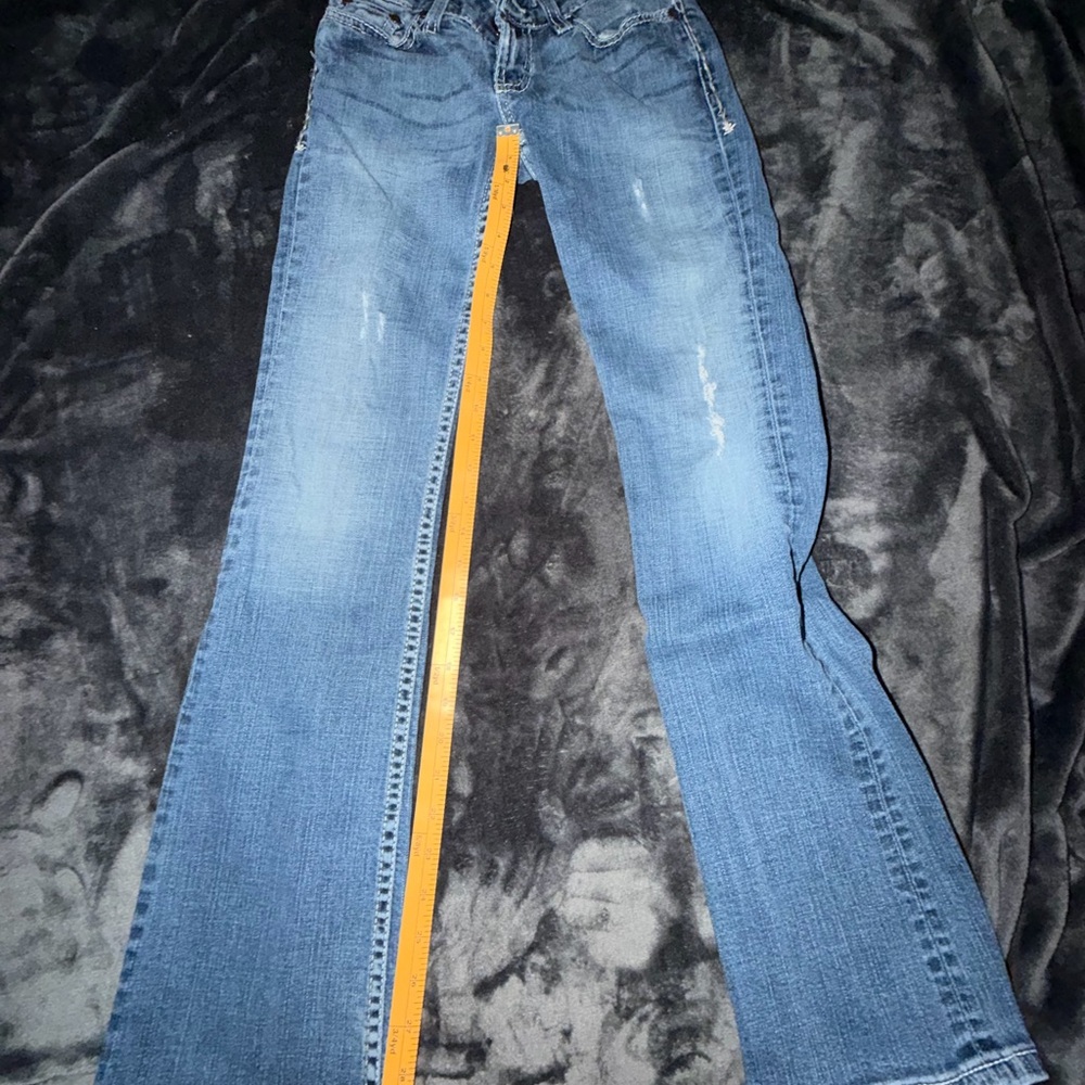 Serra Blue Boot Cut Jeans with Orange Accent - Picture 2 of 6